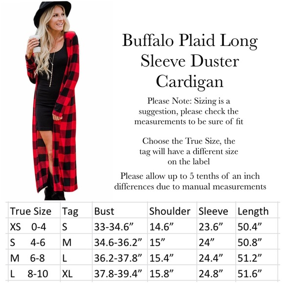 Red & Black Buffalo Plaid Long Sleeve Duster Cardigan - Picture 16 of 16